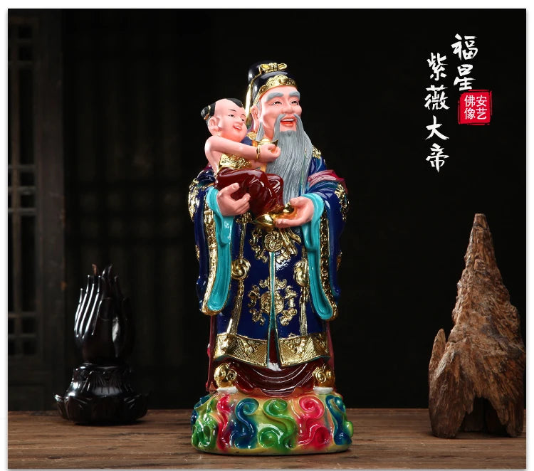 A set 3PCS # 40cm large Asia HOME SHOP efficacious protection Fu Lu Shou God Good luck safe health patron saint buddha statue