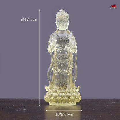 A set of 12.5cm eight Buddha statues Avalokiteshvara standing statue Coloured glaze handicrafts