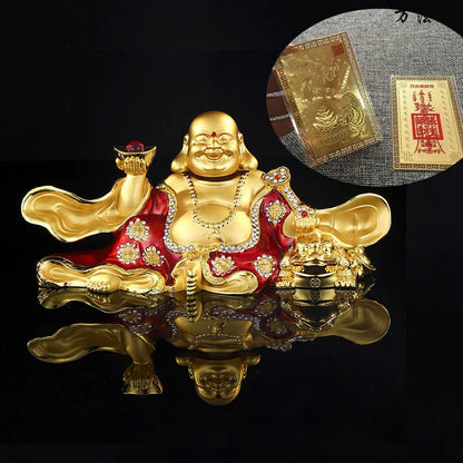 AAAAA+ HOME CAR SHOP GOOD talisman God of wealth Maitreya Mammon buddha statue + GOOD LUCK bring fortune gold card Amulet