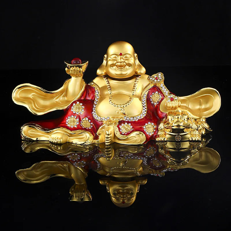 AAAAA+ HOME CAR SHOP GOOD talisman God of wealth Maitreya Mammon buddha statue + GOOD LUCK bring fortune gold card Amulet
