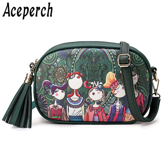 ACEPERCH Woman Bag PU Leather Crossbody Bags For Women Fashion Messenger Bags Female Tassel Shoulder Handbag For Girl Sac Femme