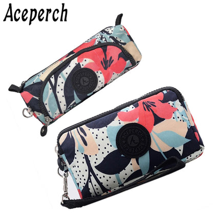 ACEPERCH Women 2021 Girl Original Estojo Case Original Mujer Purse Wallet Girls Nylon Monkey Pencil Bags Bolsas Carteira Femini