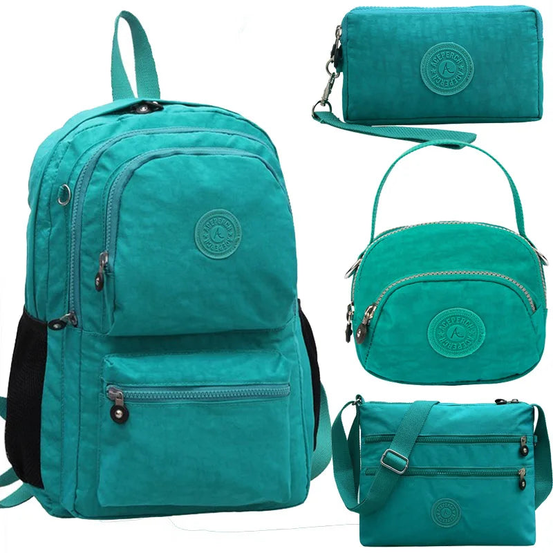 ACEPERCH Women Multifunction Backpack School Waterproof Nylon Mochila Escolar Travel Bag trekking Large Capacity Moneky Rucksack