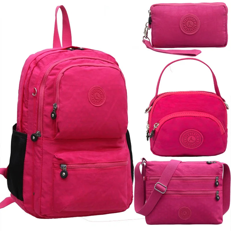 ACEPERCH Women Multifunction Backpack School Waterproof Nylon Mochila Escolar Travel Bag trekking Large Capacity Moneky Rucksack