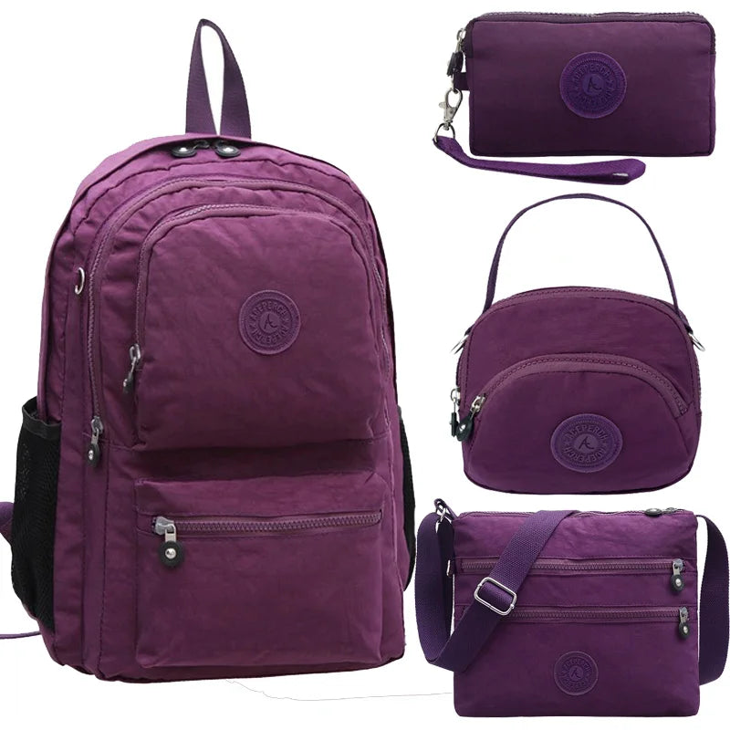 ACEPERCH Women Multifunction Backpack School Waterproof Nylon Mochila Escolar Travel Bag trekking Large Capacity Moneky Rucksack