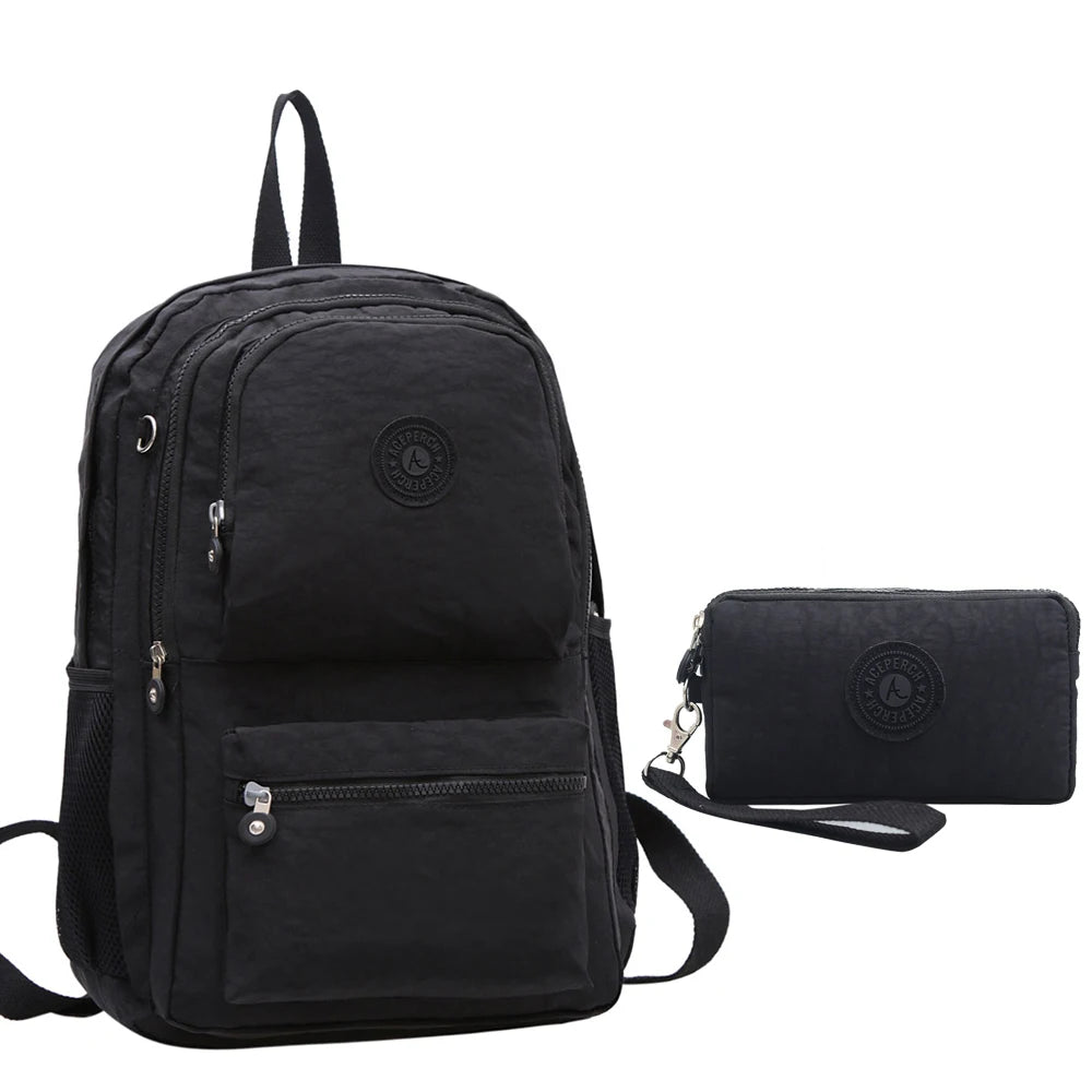 ACEPERCH Women Multifunction School Waterproof Nylon Backpack Mochila Escolar Mujer Travel Bag Rucksack trekking Large Capacity