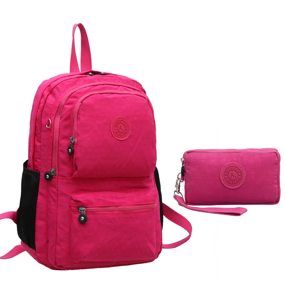 ACEPERCH Women Multifunction School Waterproof Nylon Backpack Mochila Escolar Mujer Travel Bag Rucksack trekking Large Capacity