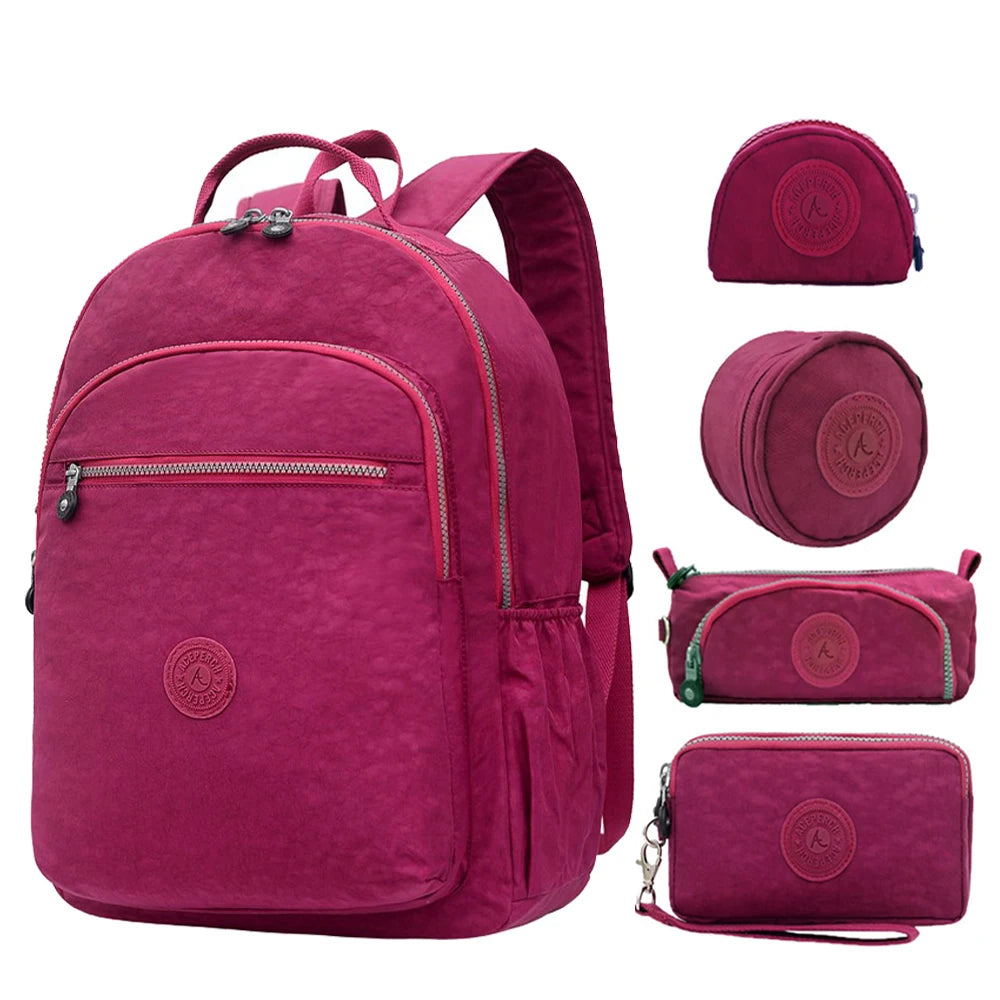 ACEPERCH Women Nylon Backpacks School Backpack For Teenage Girl Mochila Feminina Female Travel Backpack 15.6 Inch Laptop Bagpac