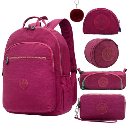 ACEPERCH Women Nylon Backpacks School Backpack For Teenage Girl Mochila Feminina Female Travel Backpack 15.6 Inch Laptop Bagpac