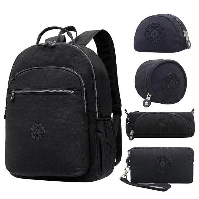ACEPERCH Women Nylon Backpacks School Backpack For Teenage Girl Mochila Feminina Female Travel Backpack 15.6 Inch Laptop Bagpac