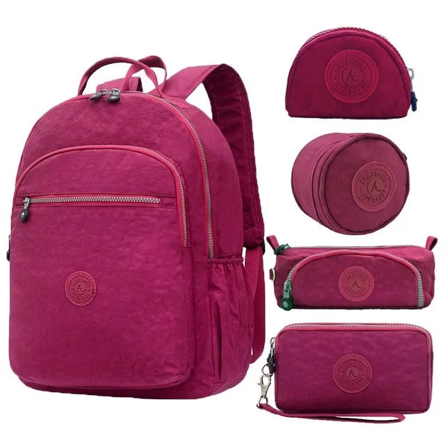 ACEPERCH Women Nylon Backpacks School Backpack For Teenage Girl Mochila Feminina Female Travel Backpack 15.6 Inch Laptop Bagpac