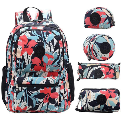 ACEPERCH Women Original Backapck 5Pcs/Set Mochila Escolar Feminina School Bag For Teenager Girl Nylon Backpacks Female Sac A Dos
