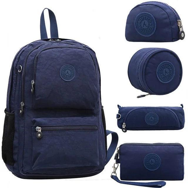 ACEPERCH Women Original Backapck 5Pcs/Set Mochila Escolar Feminina School Bag For Teenager Girl Nylon Backpacks Female Sac A Dos