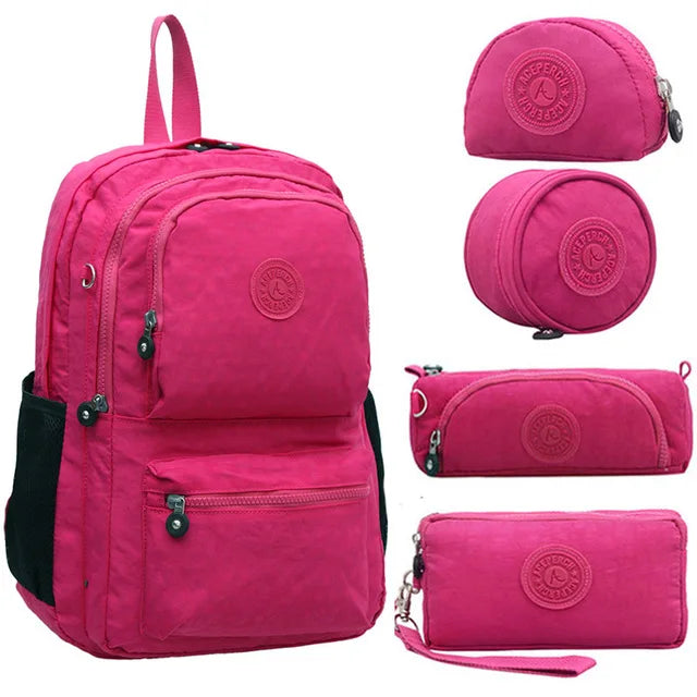 ACEPERCH Women Original Backapck 5Pcs/Set Mochila Escolar Feminina School Bag For Teenager Girl Nylon Backpacks Female Sac A Dos