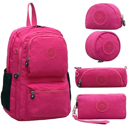 ACEPERCH Women Original Backapck 5Pcs/Set Mochila Escolar Feminina School Bag For Teenager Girl Nylon Backpacks Female Sac A Dos