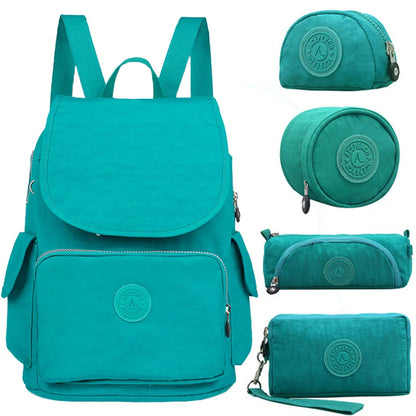 ACEPERCH Women Original Backpack 5Pcs/Set Girl School Bag Nylon Waterproof Backpack Mujer mochilas escolares para adolescentes
