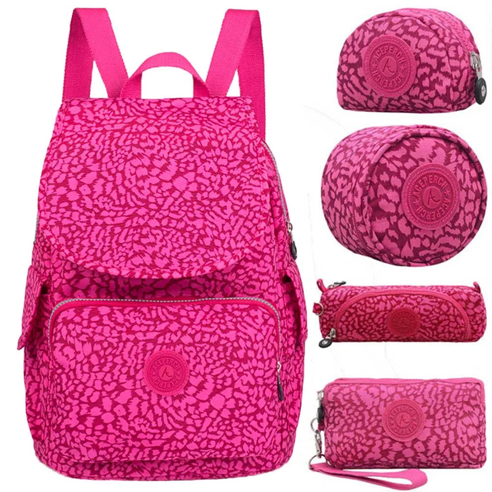 ACEPERCH Women Original Backpack 5Pcs/Set Girl School Bag Nylon Waterproof Backpack Mujer mochilas escolares para adolescentes