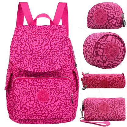 ACEPERCH Women Original Backpack 5Pcs/Set Girl School Bag Nylon Waterproof Backpack Mujer mochilas escolares para adolescentes