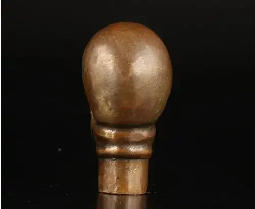 ASIAN COLLECTION VINTAGE OLD RARE BRASS CASTING SKULLS STATUE CRUTCH HANDLE