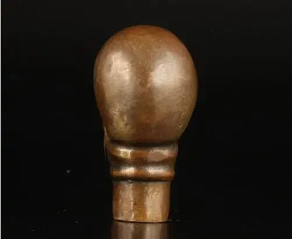 ASIAN COLLECTION VINTAGE OLD RARE BRASS CASTING SKULLS STATUE CRUTCH HANDLE