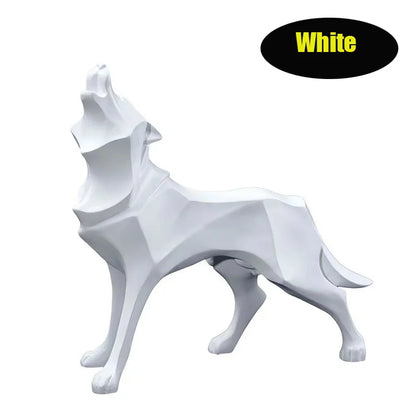Abstract Geometric Wolf Sculpture Animal Statue,Resin Art Figurine European Style Home Room Office Decoration Accessories