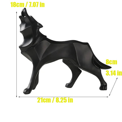 Abstract Geometric Wolf Sculpture Animal Statue,Resin Art Figurine European Style Home Room Office Decoration Accessories