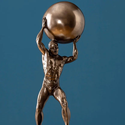 Abstract Hercules Lifting Ball Muscular Man Figure Resin Statue Ornament, Living Room Entrance Office Desktop Decoration Crafts