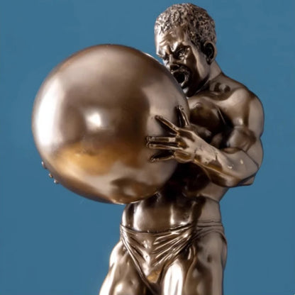 Abstract Hercules Lifting Ball Muscular Man Figure Resin Statue Ornament, Living Room Entrance Office Desktop Decoration Crafts