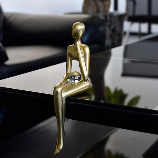 Abstract Thinker Statue Resin Handmade Art Crafts Room Decor Nordic Figurines Home Decoration Living Room Cabinet Access