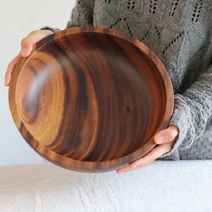 Acacia Wood Size Solid Wood Bowl Japanese Anti-scalding Wooden Bowl Whole Wood Soup Bowl Fruit Salad Bowl Set