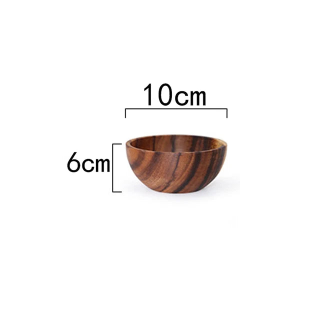 Acacia Wood Size Solid Wood Bowl Japanese Anti-scalding Wooden Bowl Whole Wood Soup Bowl Fruit Salad Bowl Set