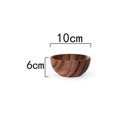 Acacia Wood Size Solid Wood Bowl Japanese Anti-scalding Wooden Bowl Whole Wood Soup Bowl Fruit Salad Bowl Set