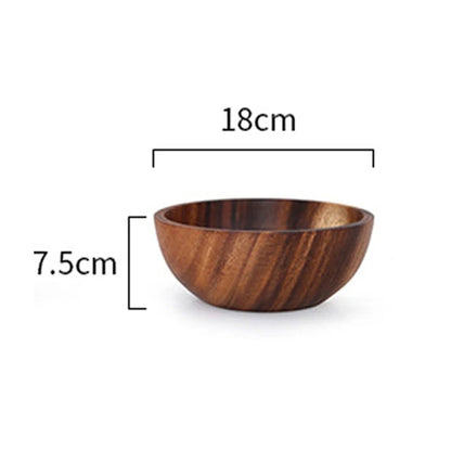 Acacia Wood Size Solid Wood Bowl Japanese Anti-scalding Wooden Bowl Whole Wood Soup Bowl Fruit Salad Bowl Set