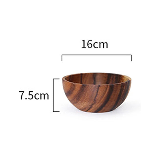 Acacia Wood Size Solid Wood Bowl Japanese Anti-scalding Wooden Bowl Whole Wood Soup Bowl Fruit Salad Bowl Set