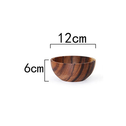 Acacia Wood Size Solid Wood Bowl Japanese Anti-scalding Wooden Bowl Whole Wood Soup Bowl Fruit Salad Bowl Set