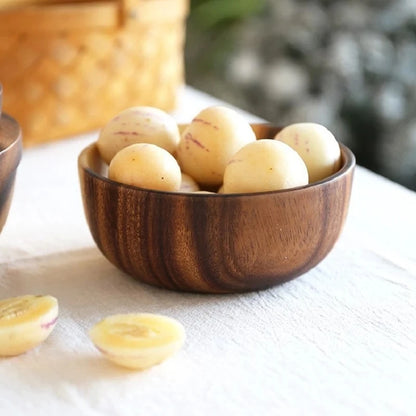 Acacia Wood Size Solid Wood Bowl Japanese Anti-scalding Wooden Bowl Whole Wood Soup Bowl Fruit Salad Bowl Set