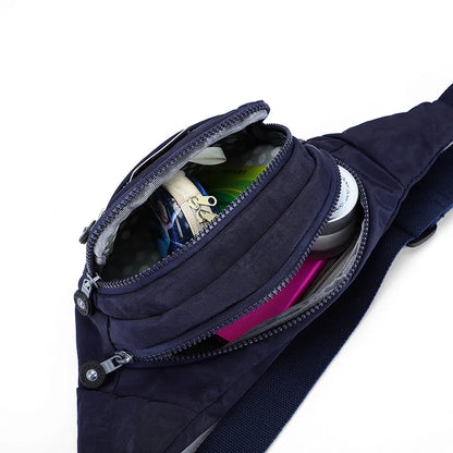 Aceperch Girl Casual Large Chest Bag Women's Waist Bag Waterproof Nylon Man Belt Pouch Belt bag Crossbody Bags Phone Sports Bag