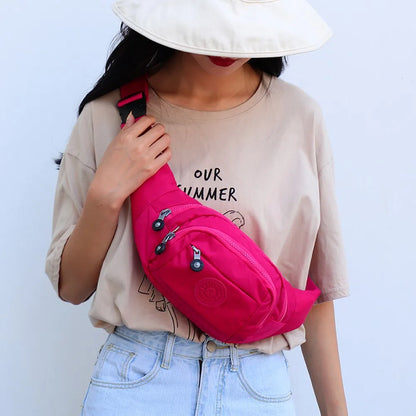 Aceperch Girl Casual Large Chest Bag Women's Waist Bag Waterproof Nylon Man Belt Pouch Belt bag Crossbody Bags Phone Sports Bag
