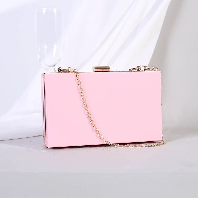 Acrylic Clutch Wallet about Hand Party with Chain Shoulder Bag for Women Design High Quality Ladies Pink Evening Bags Luxury New