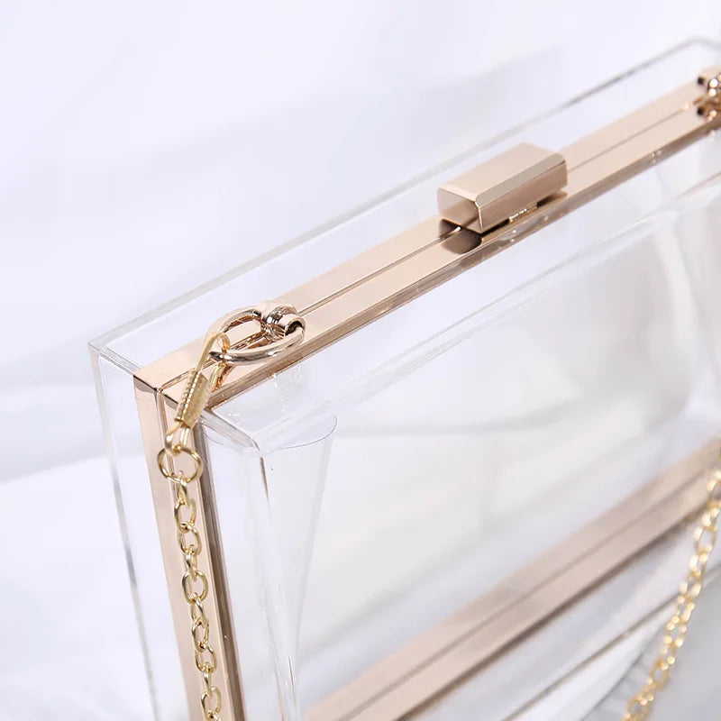 Acrylic Clutch Wallet about Hand Party with Chain Shoulder Bag for Women Design High Quality Ladies Pink Evening Bags Luxury New
