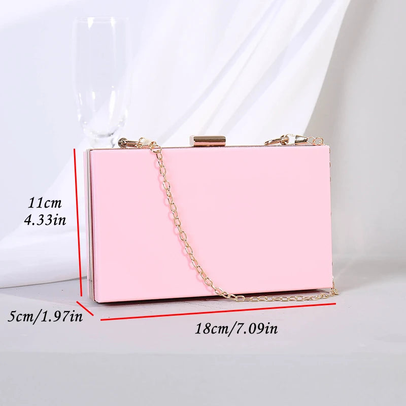 Acrylic Clutch Wallet about Hand Party with Chain Shoulder Bag for Women Design High Quality Ladies Pink Evening Bags Luxury New