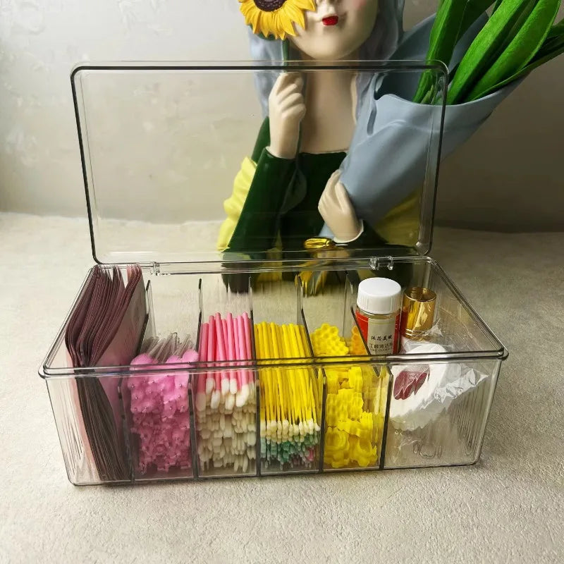 Acrylic Tea Bag Storage Box Make Drawer Container Sundries Holder Desktop Organizer Coffee Case Office Hair Clips Divided Clear