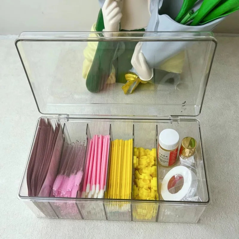 Acrylic Tea Bag Storage Box Make Drawer Container Sundries Holder Desktop Organizer Coffee Case Office Hair Clips Divided Clear