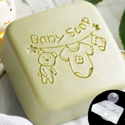 Acrylic Transparent Imprint Soap Stamp for DIY Making Chapter, Baby Soap Letter, Cloth Pattern, Home Cleaning, Natural Seal