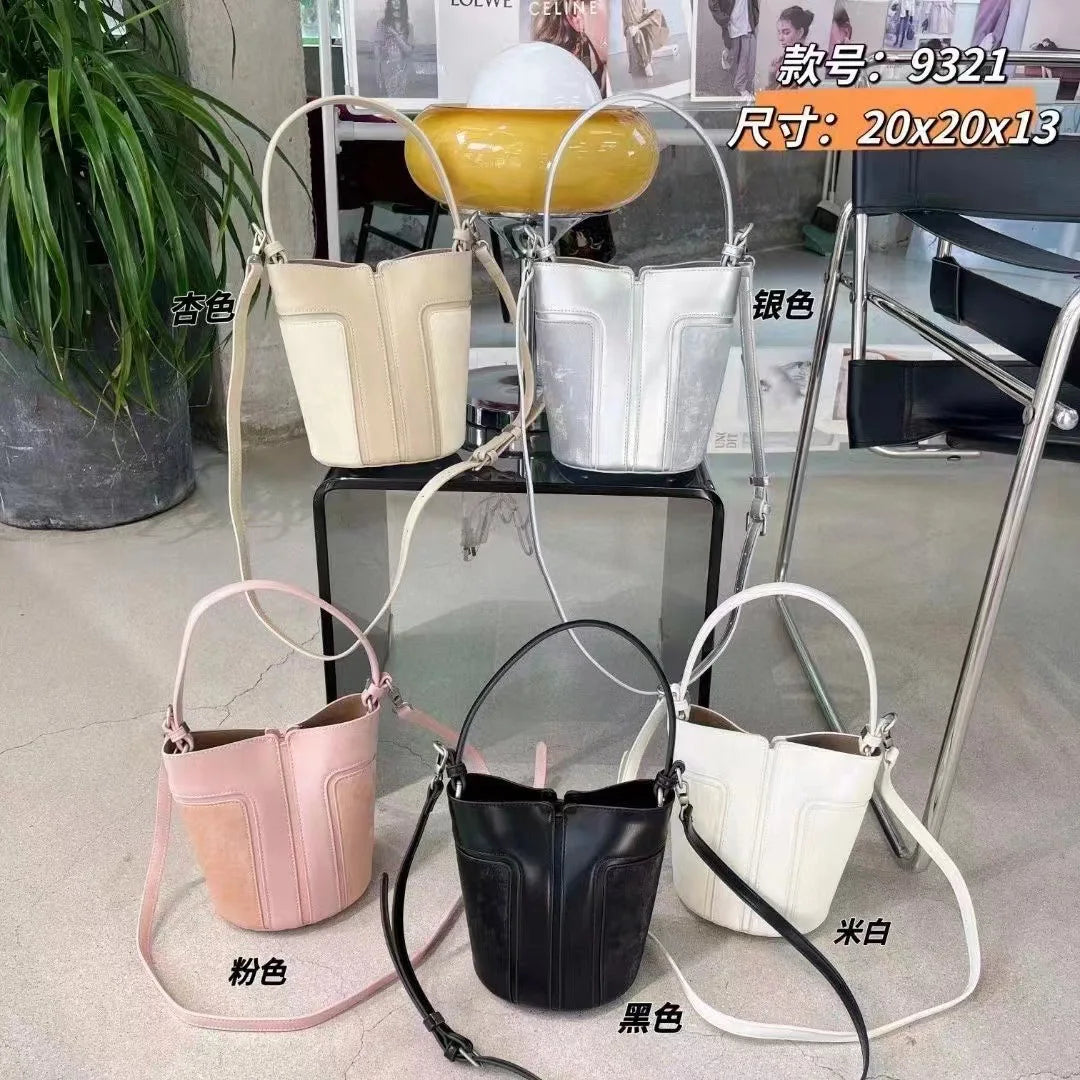 Advanced Water Bucket Bag for Women's 2024 New Fashion Spliced Handheld One Shoulder Crossbody Bag