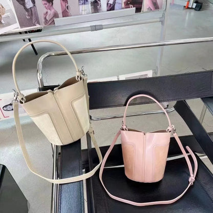 Advanced Water Bucket Bag for Women's 2024 New Fashion Spliced Handheld One Shoulder Crossbody Bag