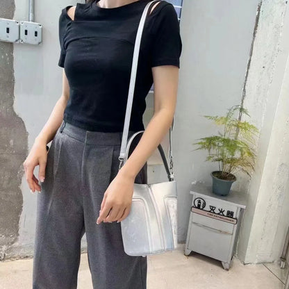 Advanced Water Bucket Bag for Women's 2024 New Fashion Spliced Handheld One Shoulder Crossbody Bag