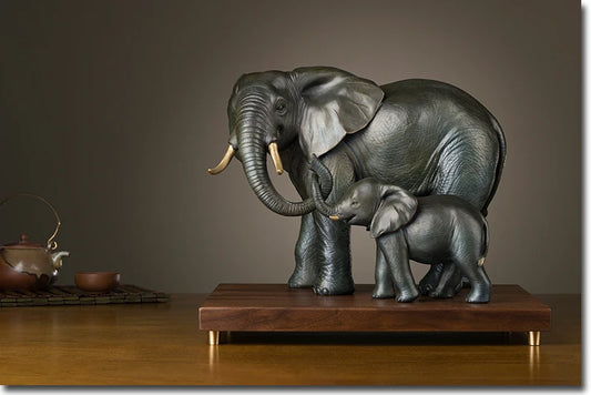 African culture Asia Thailand HOME company Business Decor art Elephant Family ART bronze sculpture statue Large good gift