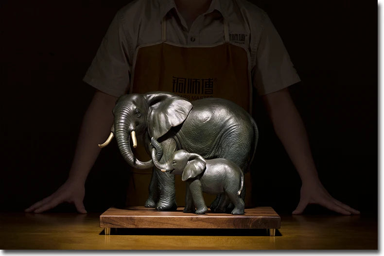 African culture Asia Thailand HOME company Business Decor art Elephant Family ART bronze sculpture statue Large good gift