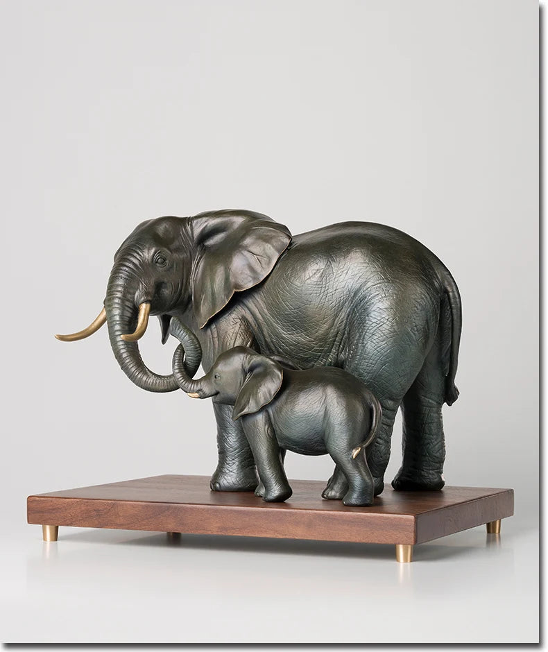 African culture Asia Thailand HOME company Business Decor art Elephant Family ART bronze sculpture statue Large good gift
